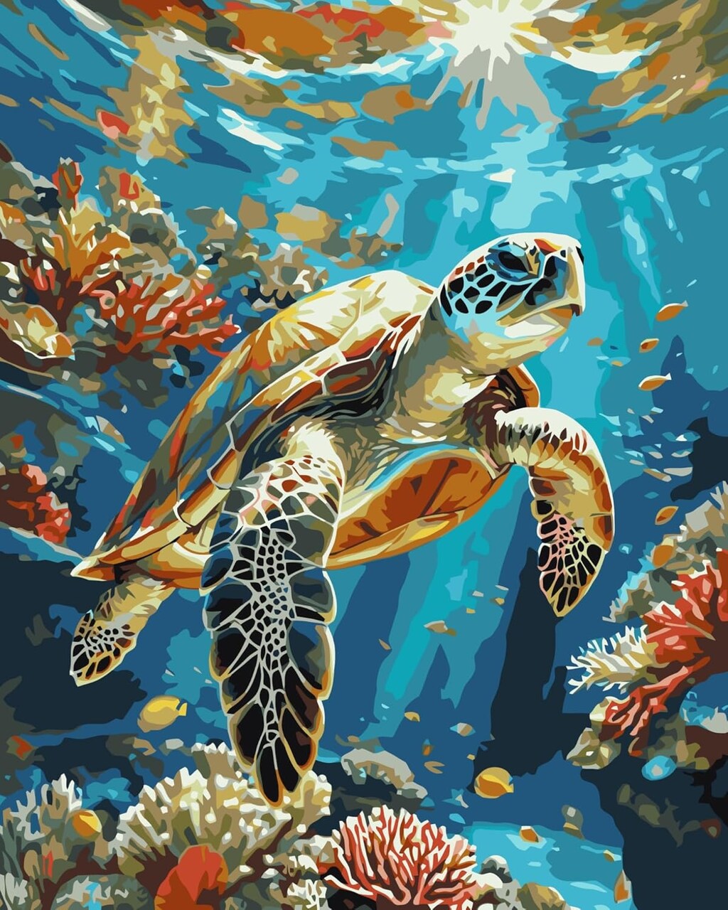 Painting by Numbers for Adults Number Oil Painting Kit Paint by Numbers Kit Beginner Turtle DIY Painting Kits for Adults Without Frame Paint by Number On Canvas for Gift Home Wall Decor